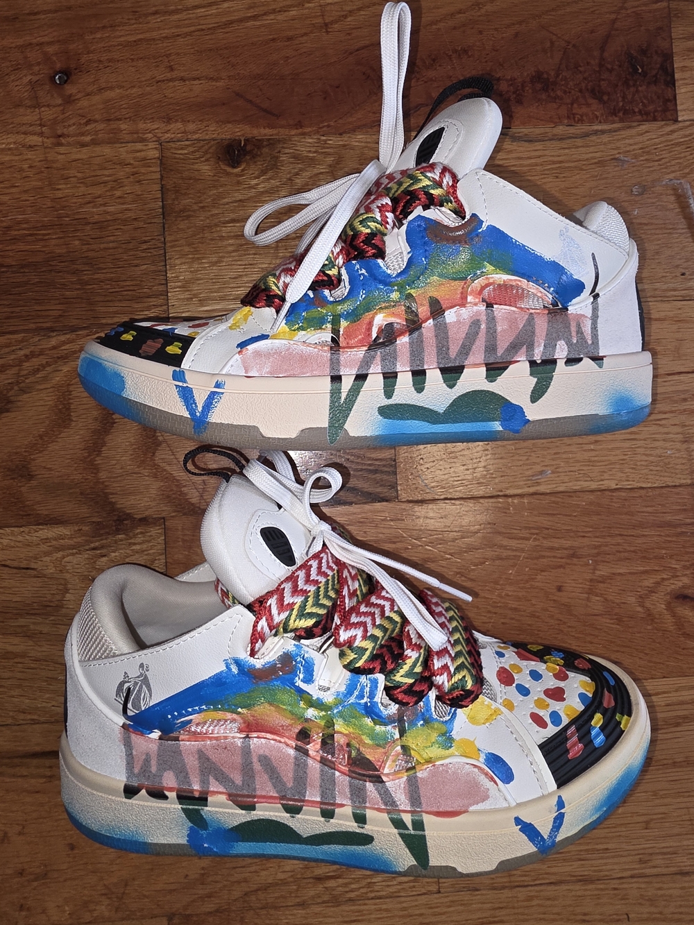 Lanvin Leather Curb Gallery Dept  Paint Splatter,size 38 Made In Italy